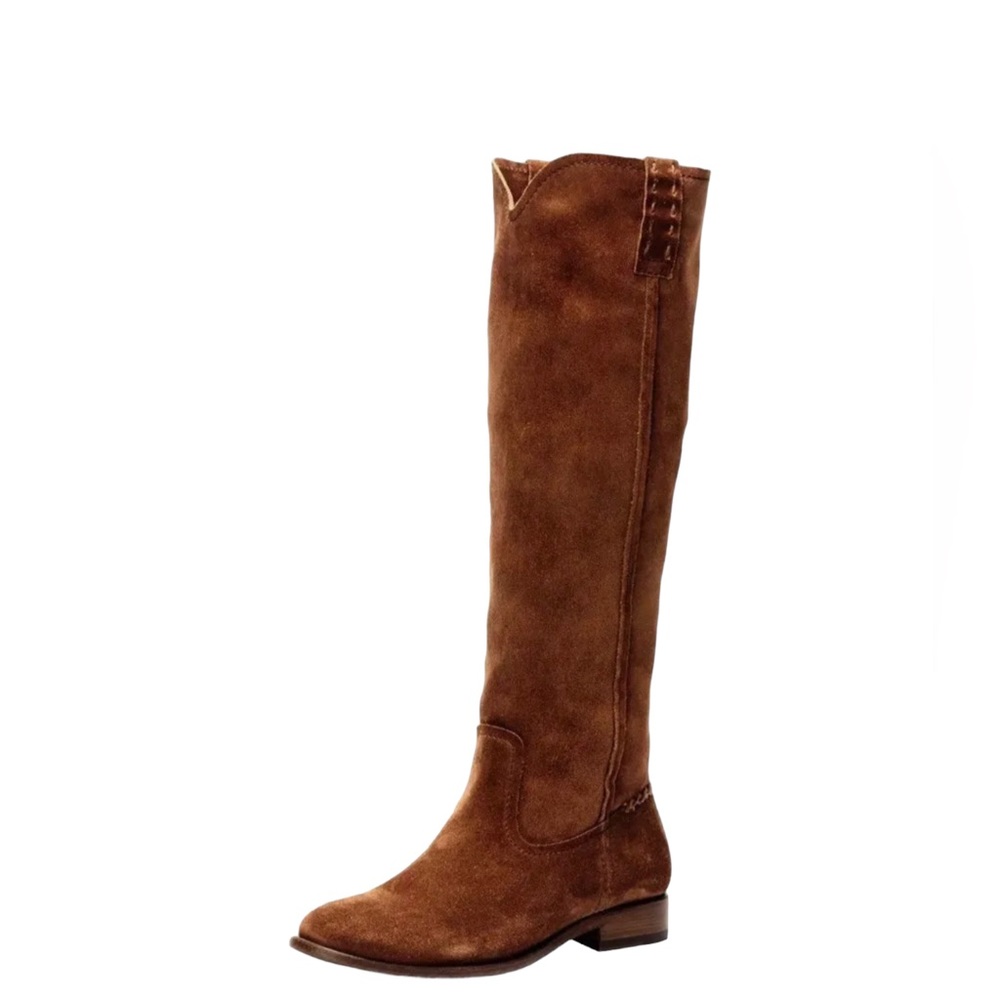 Frye Cara Knee High Brown Oiled Suede Riding Boots Sz 8 women’s tall pull